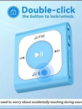 AGPTEK 64GB Mini MP3 Player, Bluetooth 5.0, Clip-on Design, Blue, A65X/A65S NEW